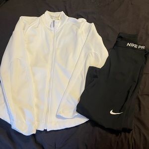 Nike golf jacket, therma fit and Nike pro tight.